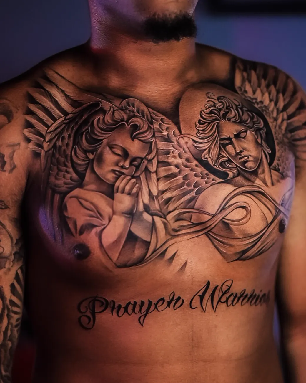 Lion and portrait sleeve — black & grey realism tattoo on the full sleeve, by Foenix Ink, Hollywood FL (session 3)